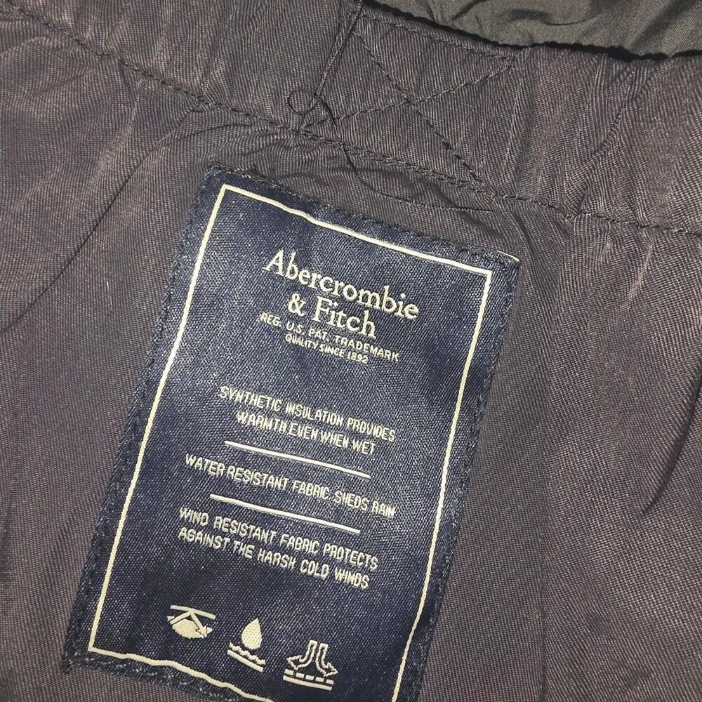Abercrombie & Fitch black parka with fur hood Size Large - Picture 7 of 8